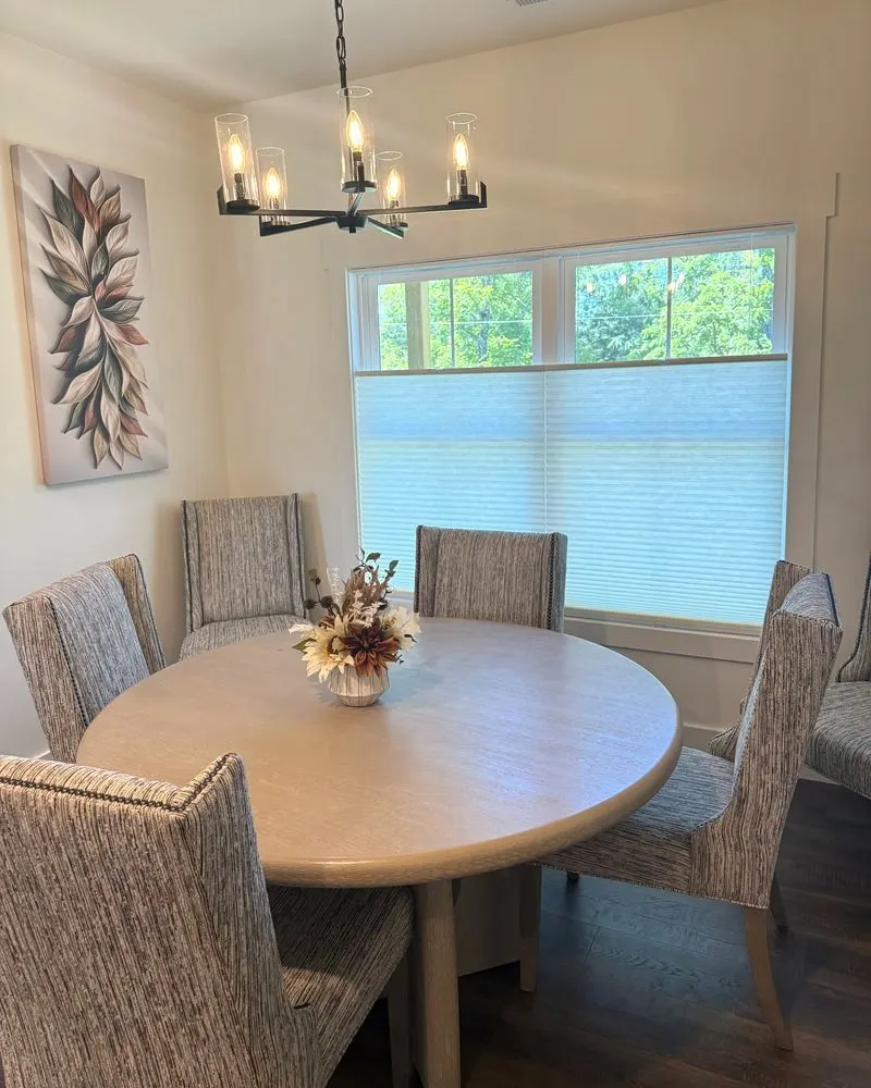 Top down bottom up honeycomb shades on dining room windows